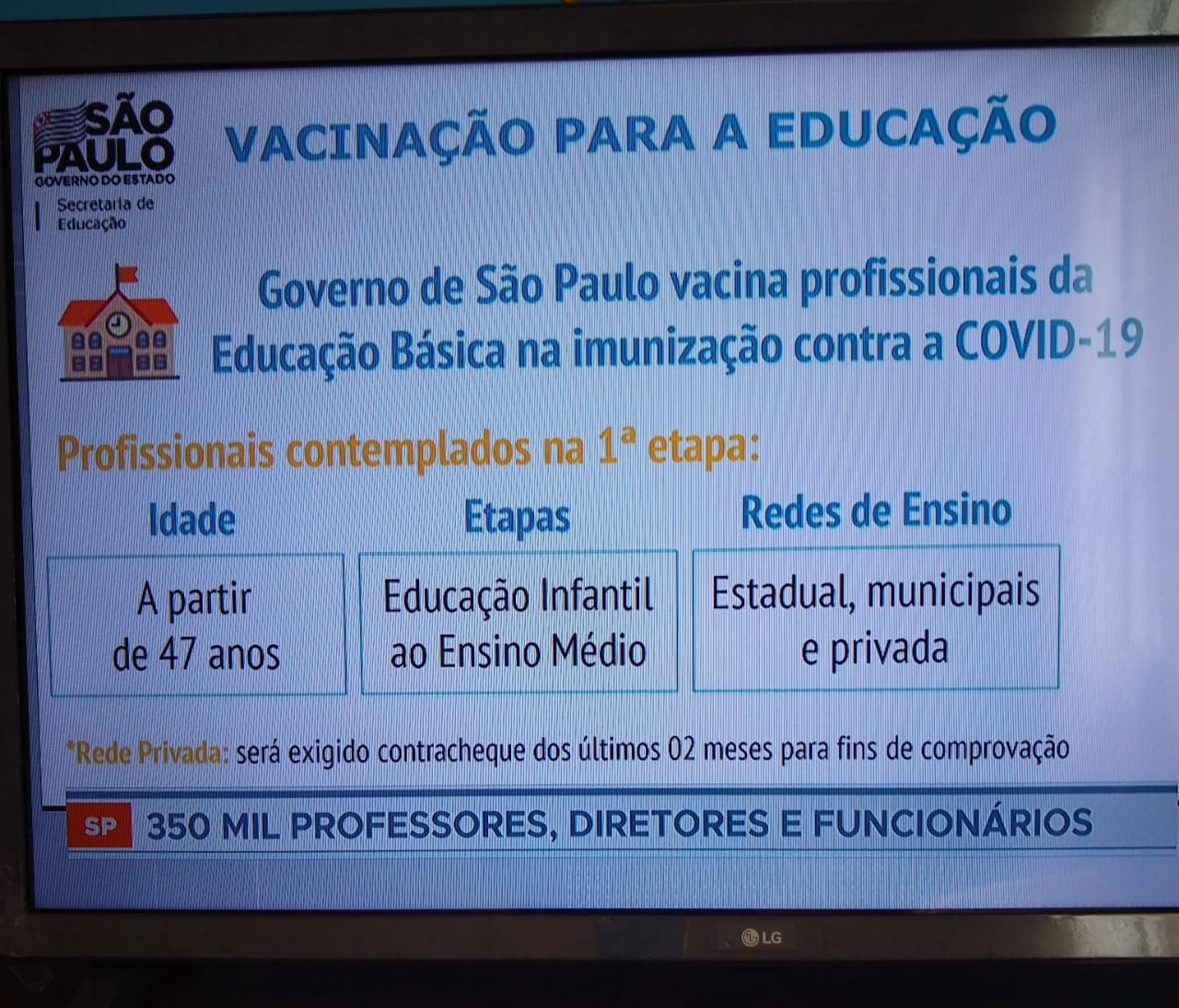 Dória vacinação professores policiais